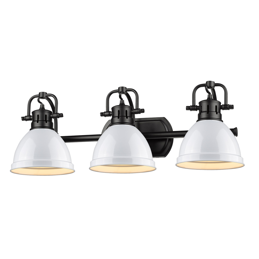 Yep by Golden Lighting Duncan 3-light Vanity in Matte Black and White shade